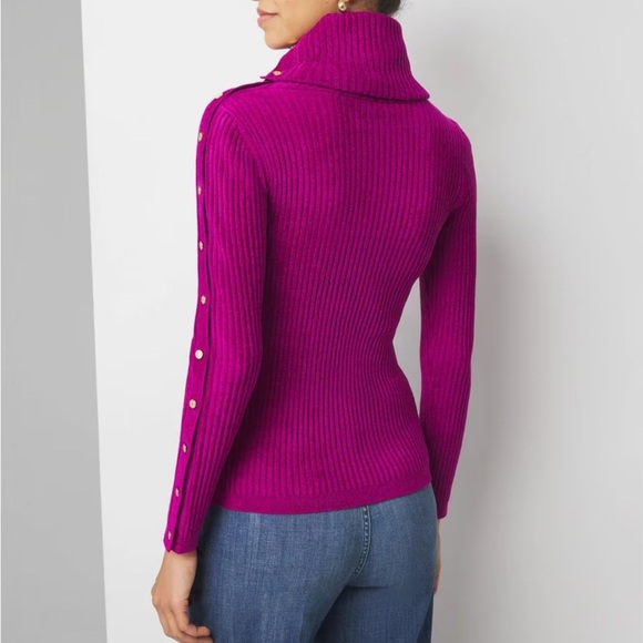 White House Black Market Fuchsia Turtleneck Sweater - Picture 4 of 11